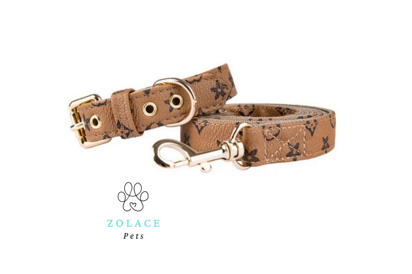 Chewy V Faux Leather Collar and Leash Set